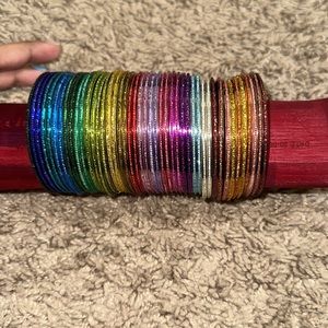 Multi colored glitter bangles